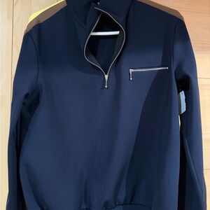 Tory Burch Navy Blue Zip-Up Women's Top